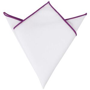Cotton Handkerchiefs Color Contrast Trim White Pocket Squares Tuxedo Purple